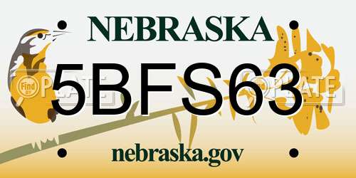 5BFS63 Nebraska License Plate