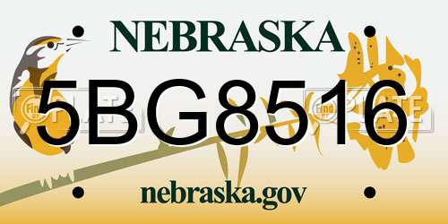 5BG8516 Nebraska License Plate