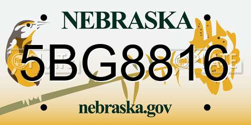 5BG8816 Nebraska License Plate