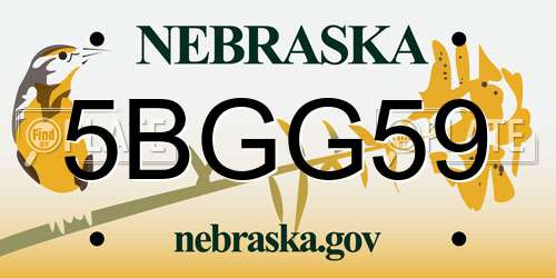 5BGG59 Nebraska License Plate
