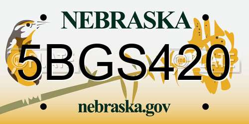 5BGS420 Nebraska License Plate