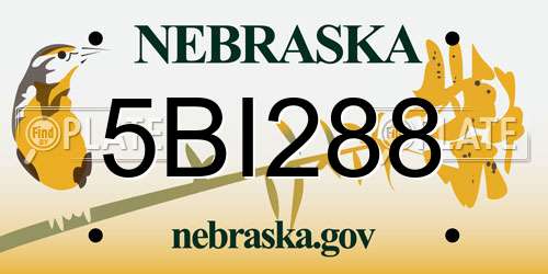 5BI288 Nebraska License Plate
