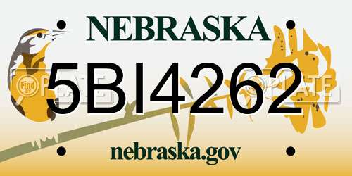 5BI4262 Nebraska License Plate