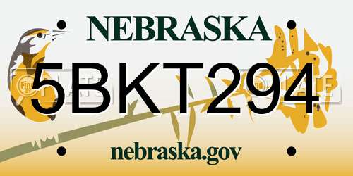 5BKT294 Nebraska License Plate