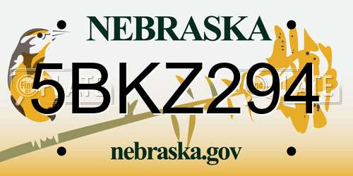 5BKZ294 Nebraska License Plate