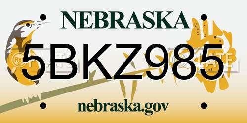 5BKZ985 Nebraska License Plate
