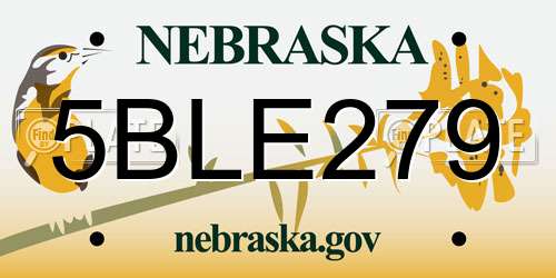 5BLE279 Nebraska License Plate
