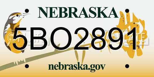 5BO2891 Nebraska License Plate