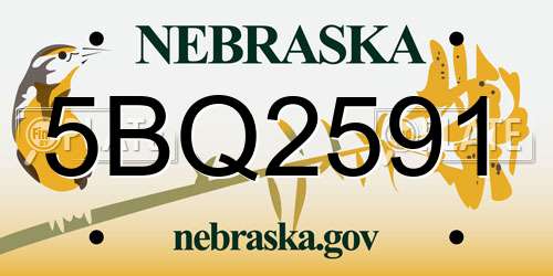 5BQ2591 Nebraska License Plate