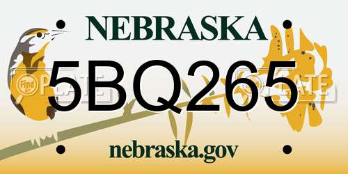 5BQ265 Nebraska License Plate