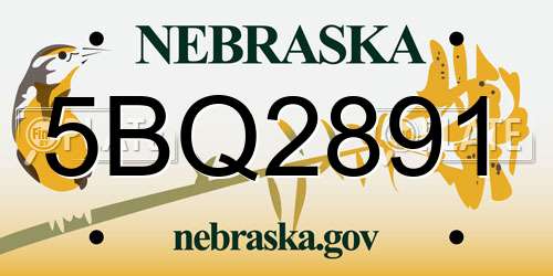 5BQ2891 Nebraska License Plate
