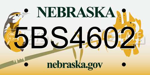 5BS4602 Nebraska License Plate