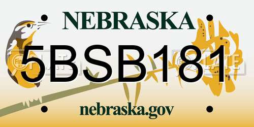 5BSB181 Nebraska License Plate