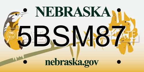 5BSM87 Nebraska License Plate