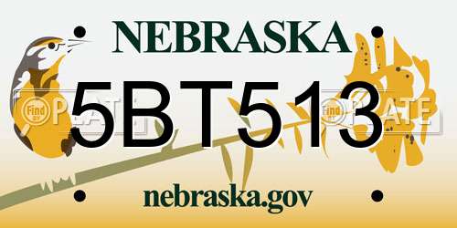 5BT513 Nebraska License Plate