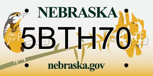 5BTH70 Nebraska License Plate