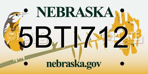 5BTI712 Nebraska License Plate