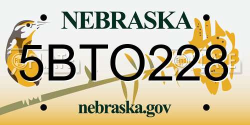 5BTO228 Nebraska License Plate