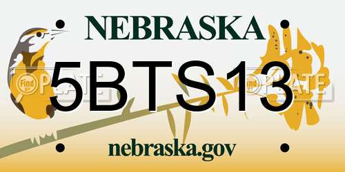 5BTS13 Nebraska License Plate