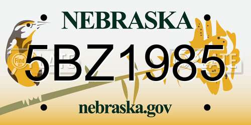 5BZ1985 Nebraska License Plate
