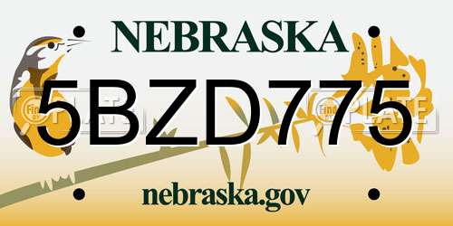 5BZD775 Nebraska License Plate