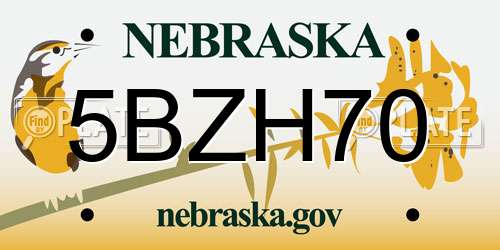 5BZH70 Nebraska License Plate
