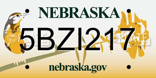 5BZI217 Nebraska License Plate