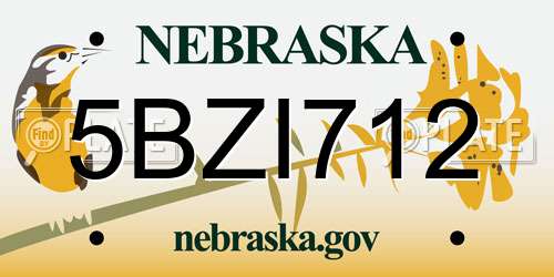 5BZI712 Nebraska License Plate