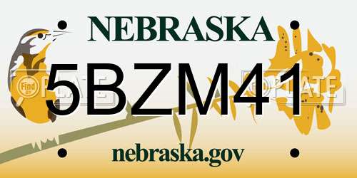 5BZM41 Nebraska License Plate