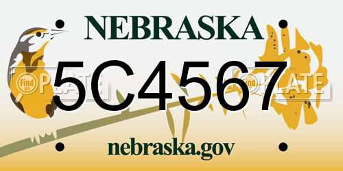 5C4567 Nebraska License Plate