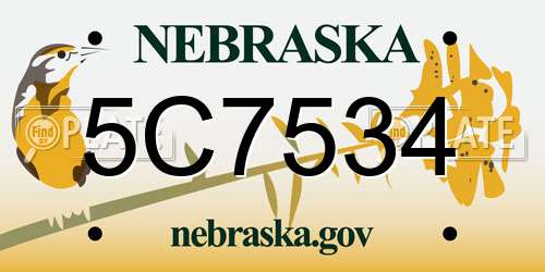 5C7534 Nebraska License Plate