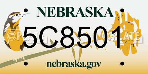 5C8501 Nebraska License Plate