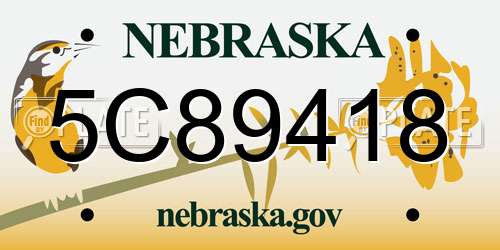 5C89418 Nebraska License Plate