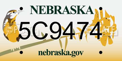 5C9474 Nebraska License Plate