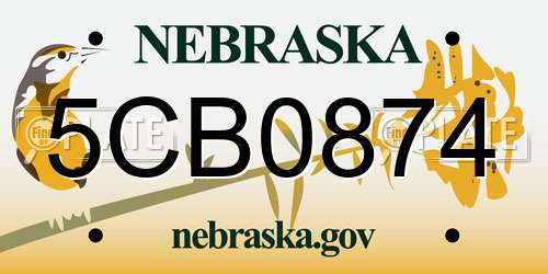 5CB0874 Nebraska License Plate