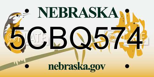 5CBQ574 Nebraska License Plate