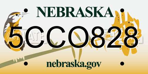 5CCO828 Nebraska License Plate