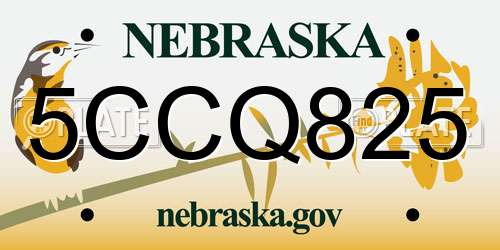 5CCQ825 Nebraska License Plate