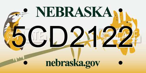 5CD2122 Nebraska License Plate