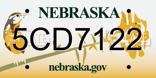 5CD7122 Nebraska License Plate