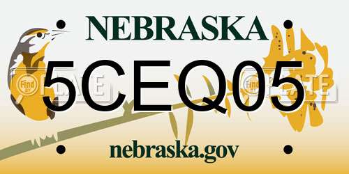 5CEQ05 Nebraska License Plate