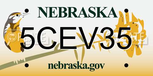 5CEV35 Nebraska License Plate