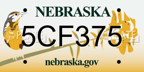 5CF375 Nebraska License Plate