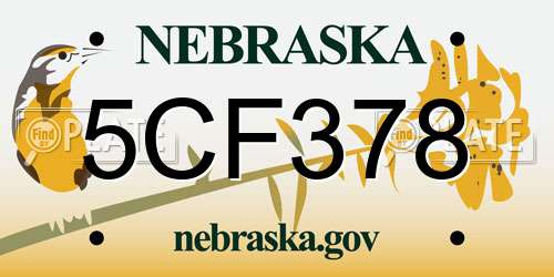 5CF378 Nebraska License Plate