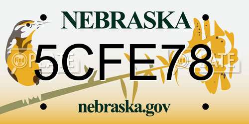 5CFE78 Nebraska License Plate