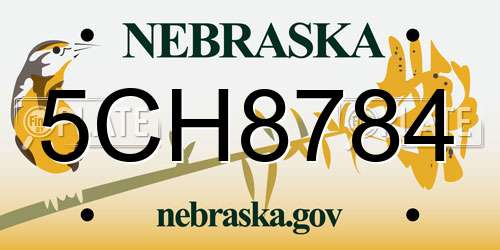 5CH8784 Nebraska License Plate
