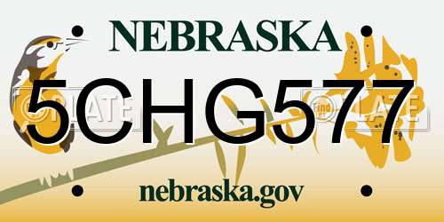 5CHG577 Nebraska License Plate