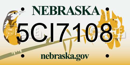5CI7108 Nebraska License Plate