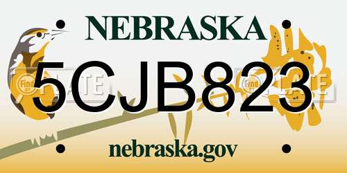 5CJB823 Nebraska License Plate