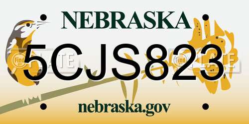5CJS823 Nebraska License Plate
